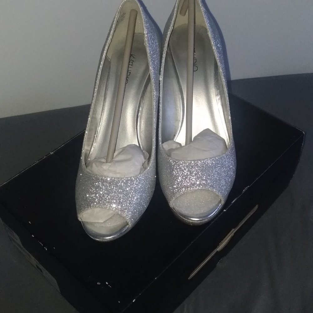 Sparkly Open-Toe Heels - Picture 2 of 6